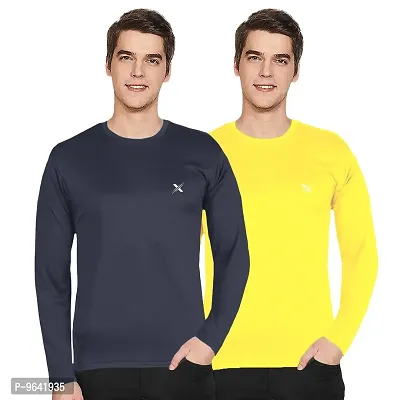 FTX Comfortable Multicoloured Polyester Solid Round Neck Tees For Men Combo Pack Of 2