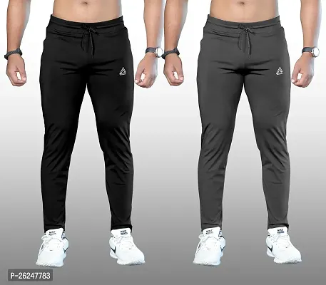 Comfortable Multicoloured Polyester Regular Track Pants For Men Pack Of 2