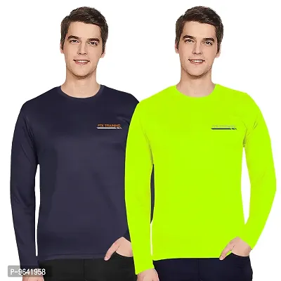 FTX Comfortable Multicoloured Polyester Solid Round Neck Tees For Men Combo Pack Of 2