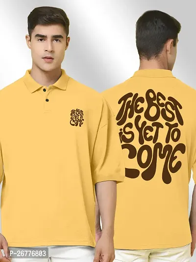 FTX Men Printed Polo Neck Oversized Yellow Tshirt