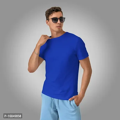 Stylish Fancy Polyester Solid Round Neck T-Shirts For Men-thumb0