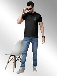 FTX Men Polo Neck Half Sleeve Black Tshirt-thumb2