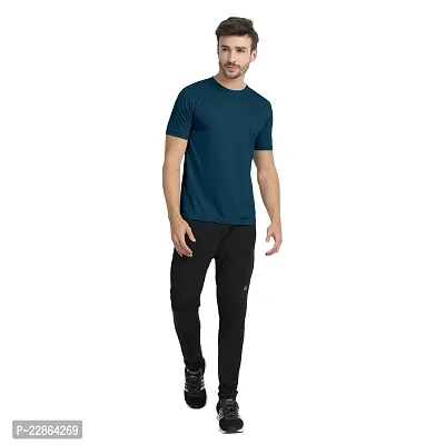 Stylish Navy Blue Polyester Tees For Men-thumb3