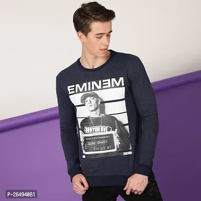 FTX Men Round Neck EMINEM Printed Full sleeves Navy Sweatshirt-thumb0