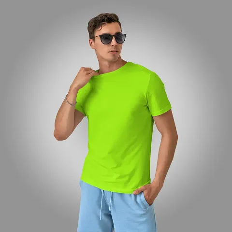 Polyester Round Neck Short-sleeve Solid Tees for Men