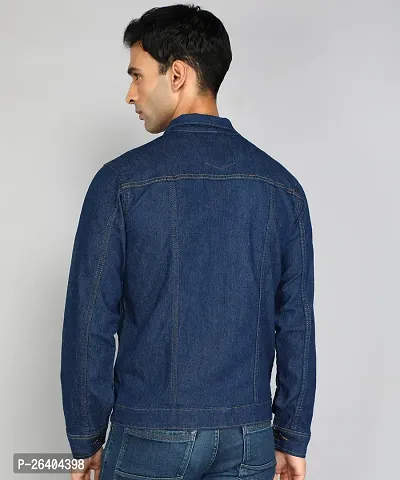 FTX Men Solid Dark Blue Denim Jacket-thumb2