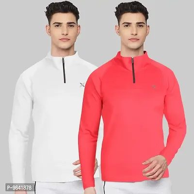 FTX Comfortable Multicoloured Polyester Solid High Neck Tees For Men Combo Pack Of 2-thumb0