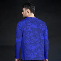 FTX Men Round Neck Floral Print Full Sleeve Blue Tshirt-thumb1