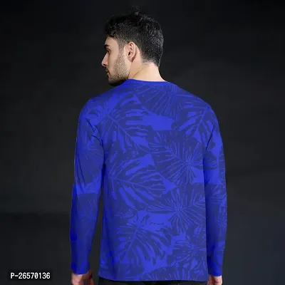 FTX Men Round Neck Floral Print Full Sleeve Blue Tshirt-thumb2