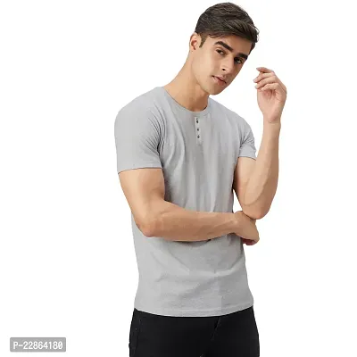 Stylish Grey Cotton Blend Tees For Men