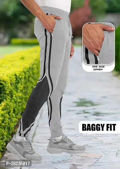 FTX Men Cut  Sew Baggy Fit Zipper Grey Track Pant