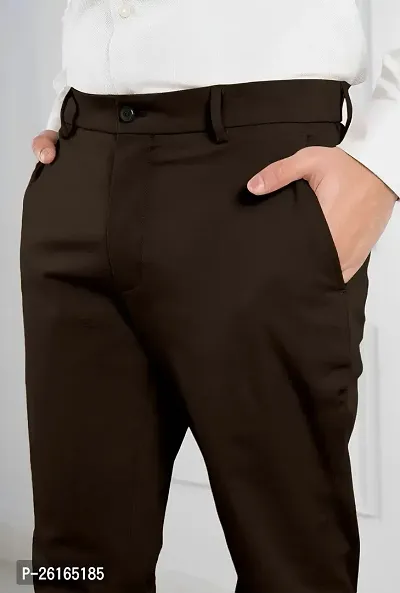 FTX Men Solid Brown Casual Trouser-thumb3