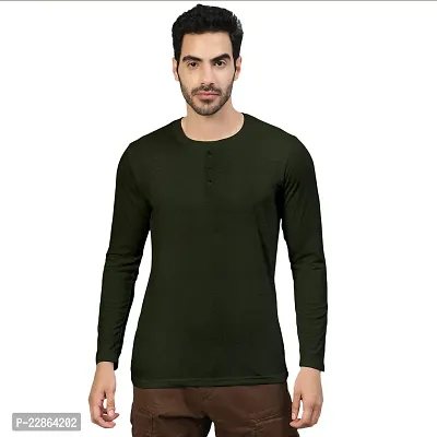 Stylish Green Cotton Blend Tees For Men-thumb2