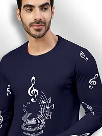 FTX Men Round Neck Cotton Rich Full Sleeve Printed Blue Tshirt-thumb2