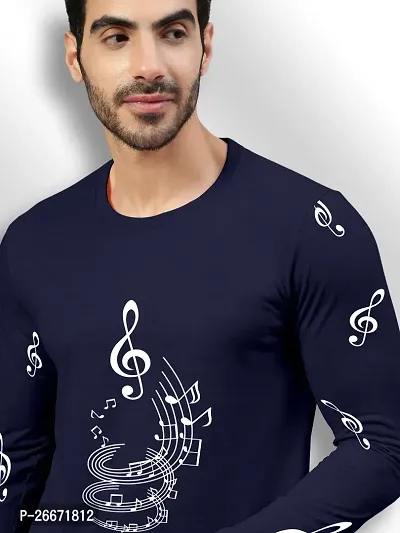 FTX Men Round Neck Cotton Rich Full Sleeve Printed Blue Tshirt-thumb3