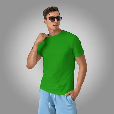 Round Neck Polyester Solid Short-sleeve T-shirts for Men