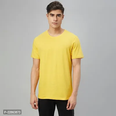 Stylish Yellow Cotton Tees For Men-thumb0