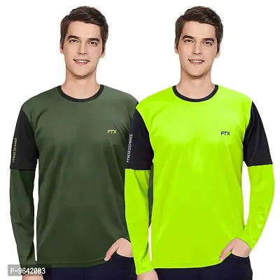 FTX Comfortable Multicoloured Polyester Solid Round Neck Tees For Men Combo Pack Of 2