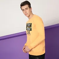 FTX Men Round Neck NEVER LOOK BACK Printed Gold Sweatshirt-thumb2