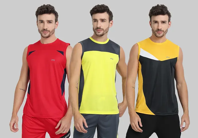 Drifit Mens Solid Roundneck Sleeveless Sports T-Shirt