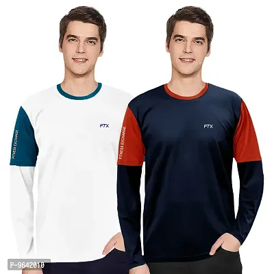 FTX Comfortable Multicoloured Polyester Solid Round Neck Tees For Men Combo Pack Of 2-thumb0