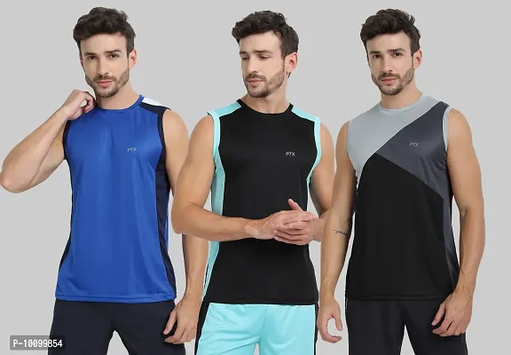 Drifit Mens Solid Roundneck Sleeveless Sports T-Shirt