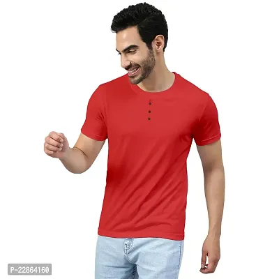 Stylish Red Cotton Blend Tees For Men