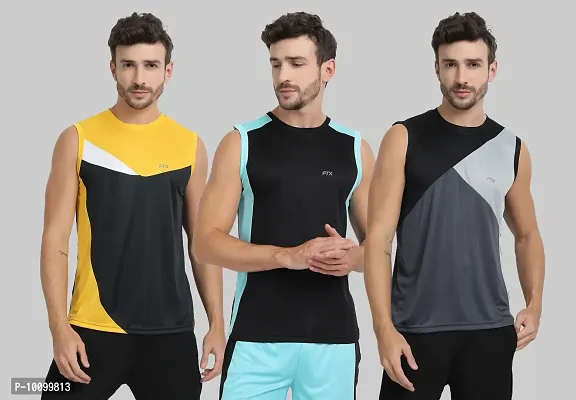 Drifit Mens Solid Roundneck Sleeveless Sports T-Shirt