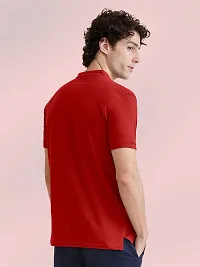FTX Men Mandarin Collar Half Sleeve Red Polo Tshirt-thumb1