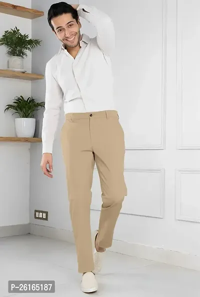 FTX Men Solid Khaki Casual Trouser