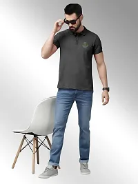 FTX Men Polo Neck Half Sleeve Black Tshirt-thumb2