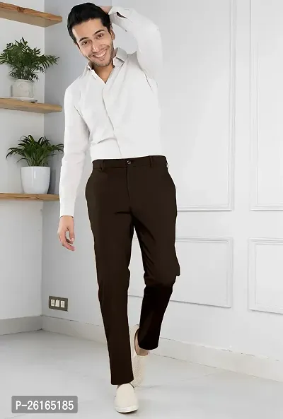 FTX Men Solid Brown Casual Trouser-thumb0