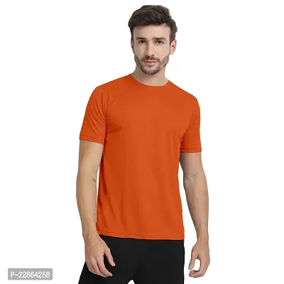 Stylish Orange Polyester Tees For Men