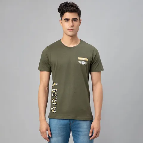 Stylish Cotton Round Neck Half Sleeves T-Shirt For Men