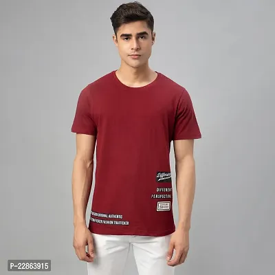 Stylish Maroon Cotton Tees For Men-thumb0