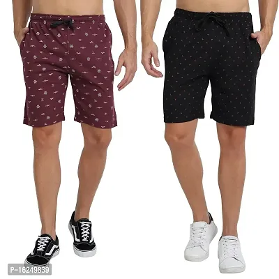 FTX Men's Printed Single Jersey Knitted Shorts Combo - Pack of 2-thumb0