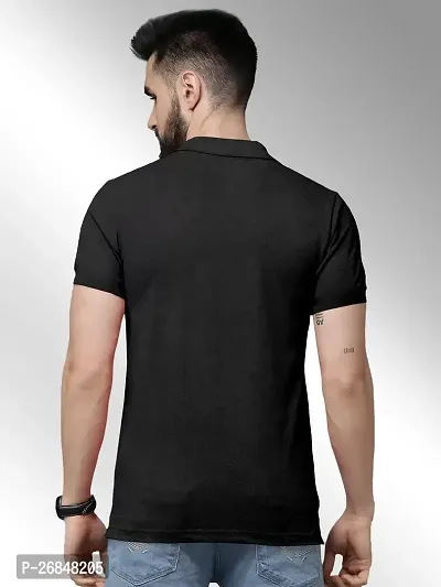 FTX Men Polo Neck Half Sleeve Black Tshirt-thumb2