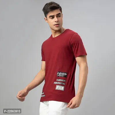 Stylish Maroon Cotton Tees For Men-thumb3