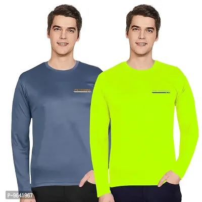 FTX Comfortable Multicoloured Polyester Solid Round Neck Tees For Men Combo Pack Of 2