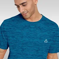 FTX Men Solid Round Neck Half Sleeve Light Blue Tshirt-thumb3