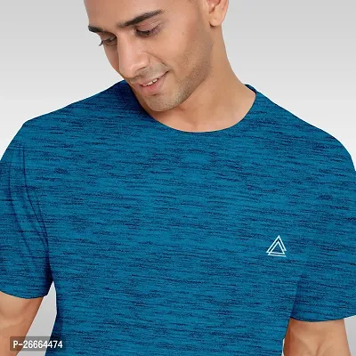 FTX Men Solid Round Neck Half Sleeve Light Blue Tshirt-thumb4