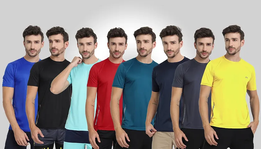 FTX Men Solid Round Neck Half Sleeve Tshirt, Pack of