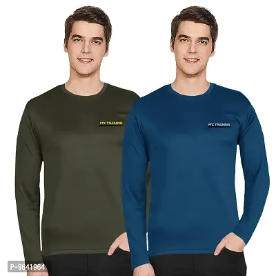 FTX Comfortable Multicoloured Polyester Solid Round Neck Tees For Men Combo Pack Of 2