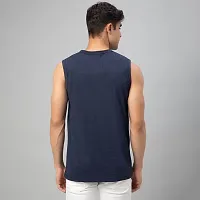 Stylish Navy Blue Cotton Tees For Men-thumb1