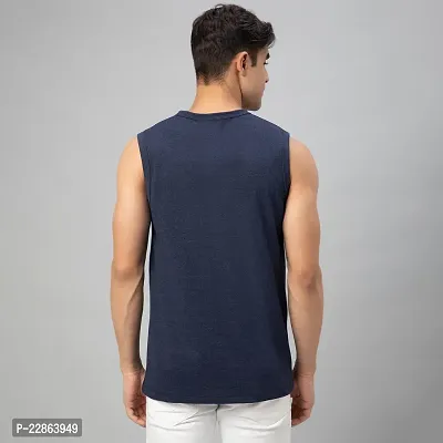 Stylish Navy Blue Cotton Tees For Men-thumb2