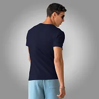 Stylish Navy Blue Polyester Tees For Men-thumb1