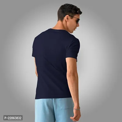 Stylish Navy Blue Polyester Tees For Men-thumb2