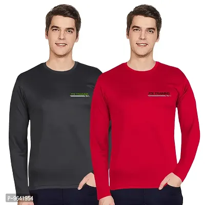 FTX Comfortable Multicoloured Polyester Solid Round Neck Tees For Men Combo Pack Of 2-thumb0