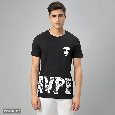 Stylish Black Cotton Tees For Men-thumb0