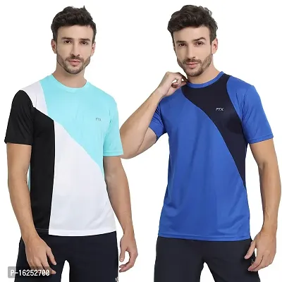 FTX Men's Dri-Fit Round Neck T-Shirt Combo - Aqua Blue, Royal Blue (710_1-710_5)